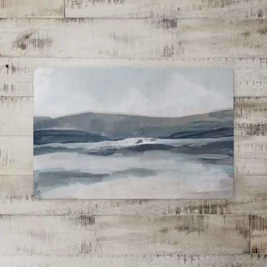 18" x 27" Abstracted Blue Mountainscape Floor Mat {3}