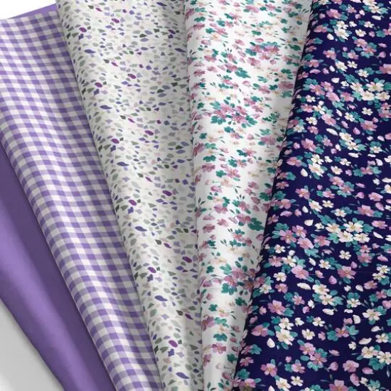 SINGER Violet Floral Cotton Fabric Bundle {3}