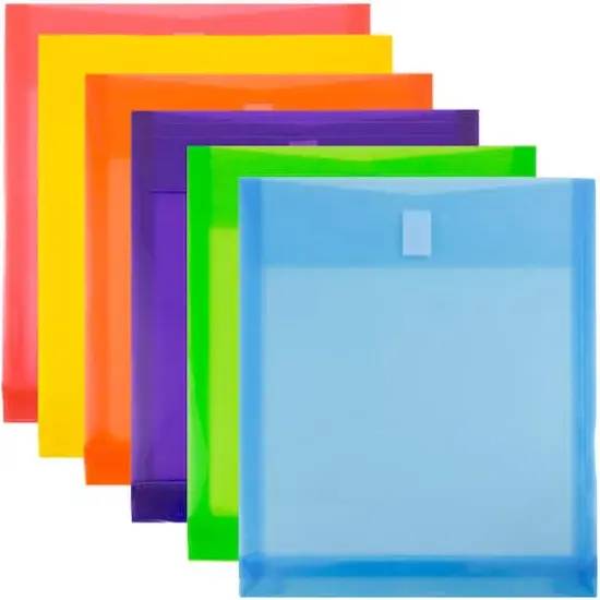 JAM Paper 9.75" x 11.75" Assorted Plastic Expansion Envelopes with Hook & Loop Closure, 6ct. {3}