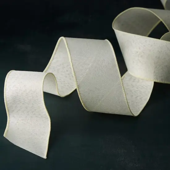 2.5" x 25ft. Faux Linen Wired Ribbon by Celebrate It&trade; D&eacute;cor Ivory {5}