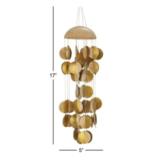 17" Coconut Shells Coastal Windchime Gold {7}