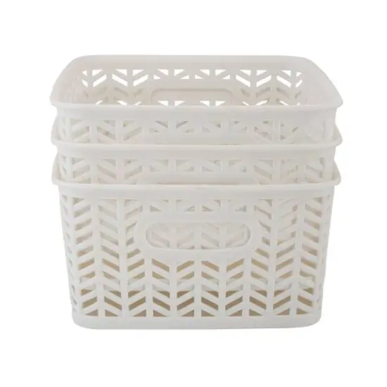 Simplify Small&nbsp;Herringbone Storage Basket, 3ct. White {8}
