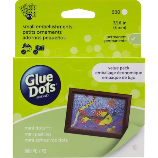 Glue Dots .1875" Mini Dot Sheets Value Pack-600 Clear Dots {1}