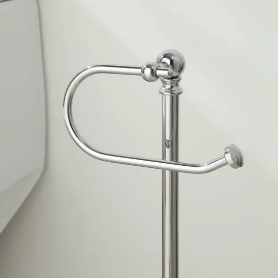 SunnyPoint 23.5" Chrome Bathroom Free Standing Toilet Tissue Paper Roll Holder Stand {5}