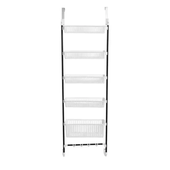Household Essentials Over the Door Basket Storage Rack White {8}