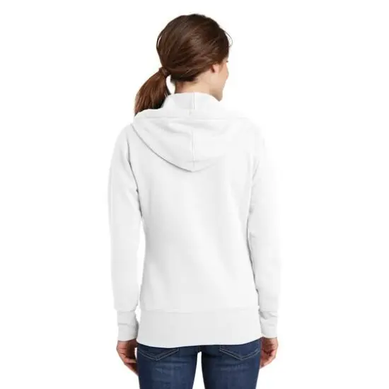 Port & Company&reg; Ladies Core Fleece Full-Zip Hooded Sweatshirt White {5}