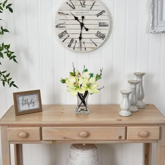 15" White Magnolia Arrangement with Glass Vase {4}