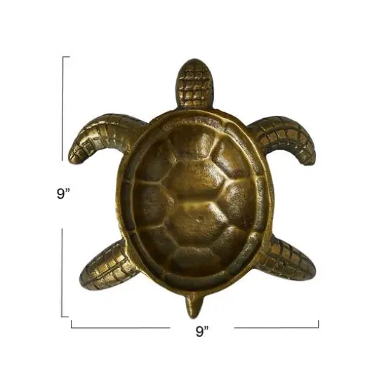 Hello Honey&reg; 8.5" Antique Gold Finished Coastal Aluminum Tortoise Serving Dish {7}