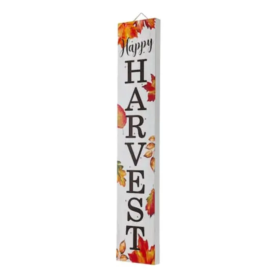 Glitzhome&reg; 42" Fall Lighted Maple Leaves Wooden Porch Sign with Timer {5}