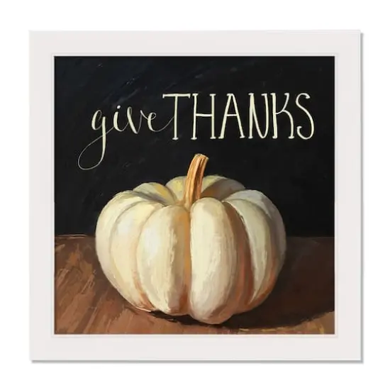 White Harvest Pumpkin Wall Art in White Frame {1}