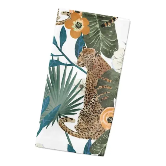 Tropical Cheetah Cotton Twill Dinner Napkin White {3}