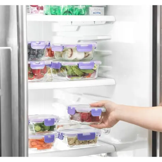 Joyful by JoyJolt&reg; 24-Piece Purple Glass Storage Container Set with Leakproof Lids {5}