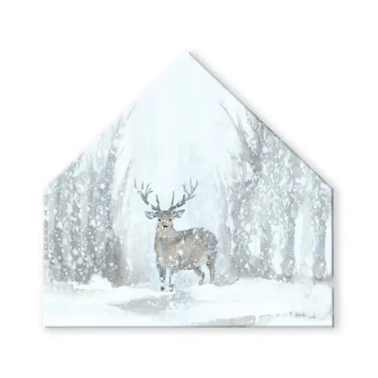 Deer In Winter 17x17 House Shaped Canvas {1}