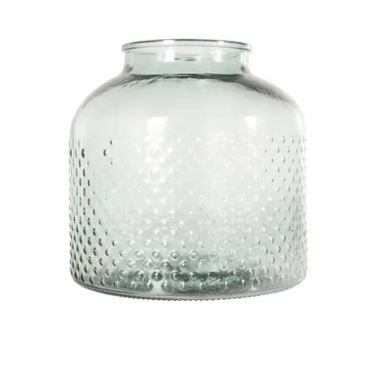 12.25" Green Spotted Glass Jar Vase {7}