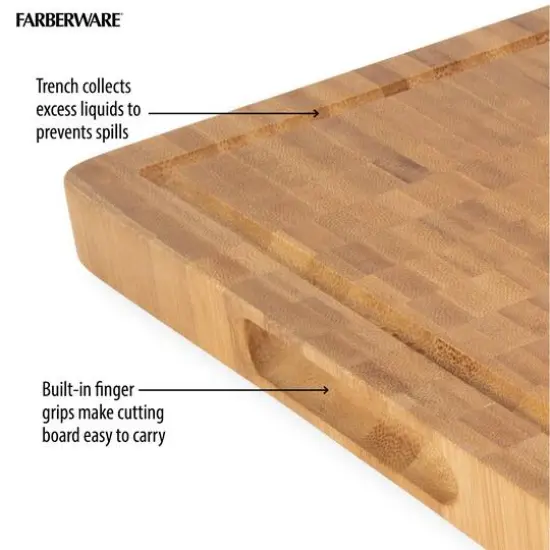 Farberware 12" End Grain Acacia Bamboo Cutting Board {4}