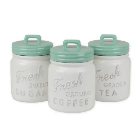 DII&reg; 5.6" Aqua Ceramic Jar Canister Set, 3ct. {12}