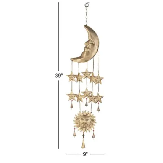 Gold Metal Eclectic Windchime, 9" x 1" x 39" {7}