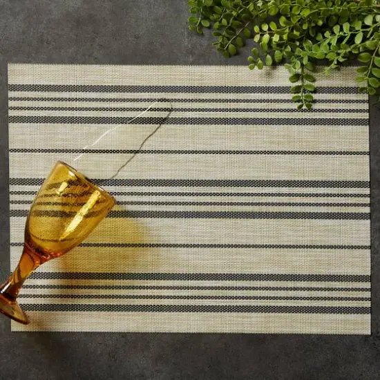 DII&reg; Black Farmhouse Stripe PVC Woven Placemats, 6ct. {6}