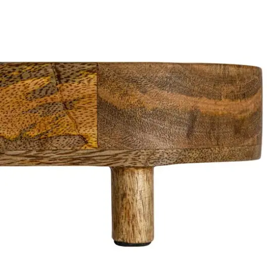 Hello Honey&reg; 21.5" Natural Footed Mango Wood Tray {6}