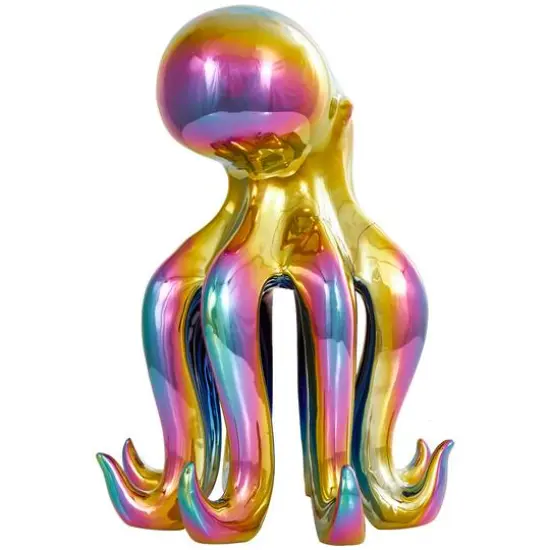 17" Rainbow Ceramic Octopus Sculpture {6}