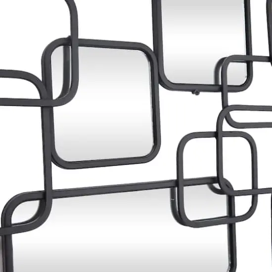 Black Metal Contemporary Abstract Wall Mirror, 46" x 0" x 21" {4}