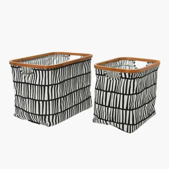 Household Essentials Krush Bamboo Rimmed Basket Set Black {1}