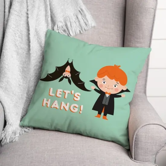 Let's Hang Vampire Bat Throw Pillow {3}