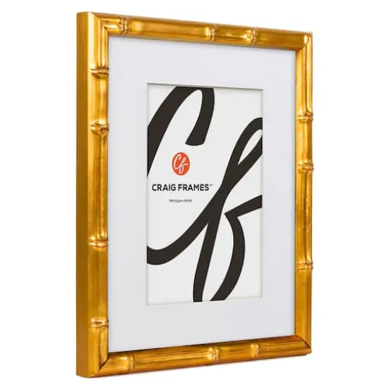 Craig Frames Vintage Bamboo Brushed Gold Picture Frame with Mat {3}