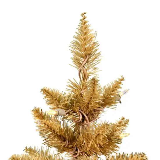 3ft. Pre-Lit Gold Pencil Fir Artificial Christmas Tree, Warm White Dura-Lit&reg; LED Lights {3}