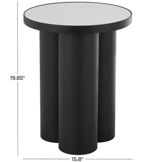 19.75" Black Metal Side End Accent Table with White Marble Tabletop {13}