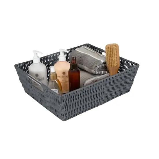Simplify Charcoal Shelf Storage Rattan Tote Basket {3}