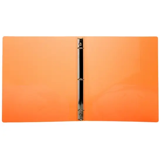 JAM Paper 0.75" Glass Twill Plastic 3-Ring Binder Orange {6}