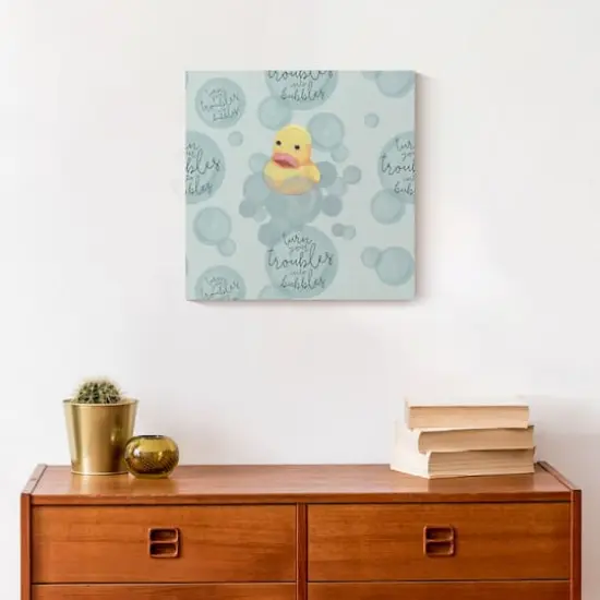 Turn Your Troubles Into Bubbles With Ducky Canvas Wall Art Green {3}