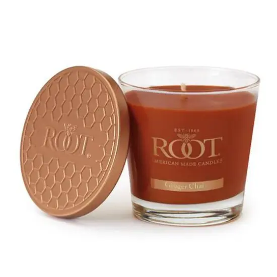 Root Candles 6.3oz. Small Scented Honeycomb Veriglass Jar Candle Ginger Chai {1}