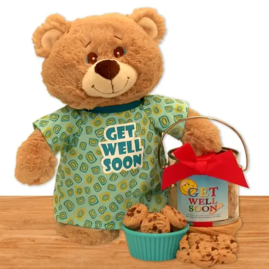 Get Well Soon Teddy Bear & Cookie Pail Set {1}