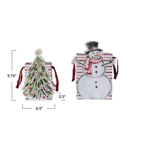 Hello Honey Compact Snowman & Christmas Tree Printed Paper Diecut Gift Bags, 2ct. {8}