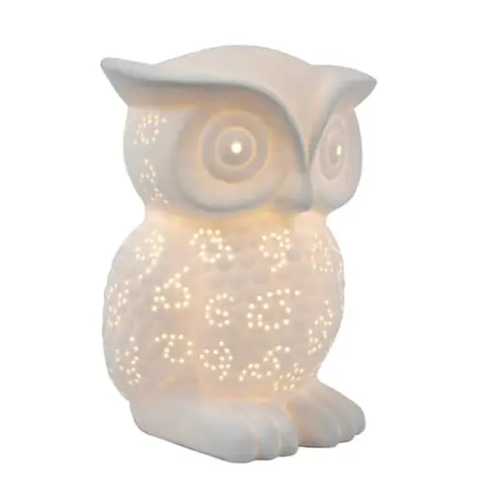 Simple Designs Porcelain Wise Owl Shaped Animal Light Table Lamp {3}