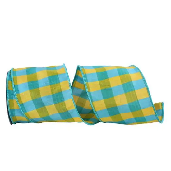JAM Paper 4" x 10yd. Wired Sunshine Plaid Dupioni Ribbon {1}