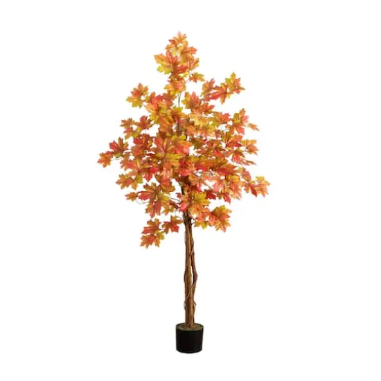 5ft. Deluxe Potted Artificial Autumn Maple Tree {1}