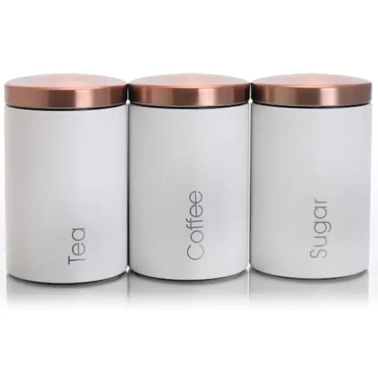 MegaChef Essential Kitchen Storage Matte White 3-Piece Sugar, Coffee & Tea Canister Set {1}