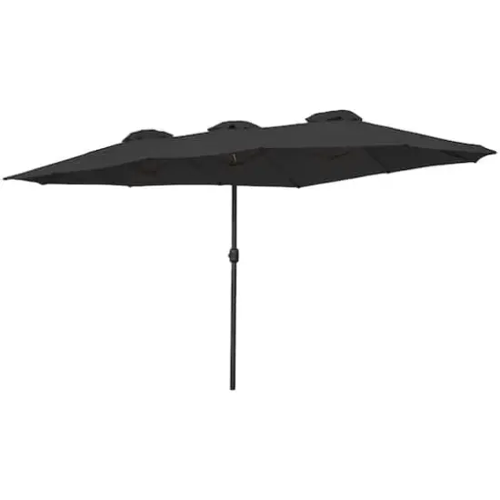 15ft. Outdoor Patio Market Umbrella with Hand Crank Black {4}