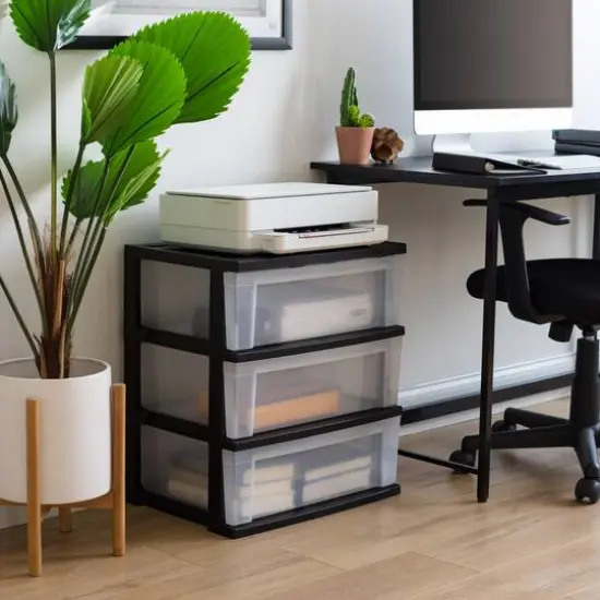 IRIS&reg; 29qt. Black & Clear Wide 3-Drawer Chests, 2ct. {3}