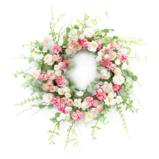 23" Mixed Pink Floral Wreath {1}