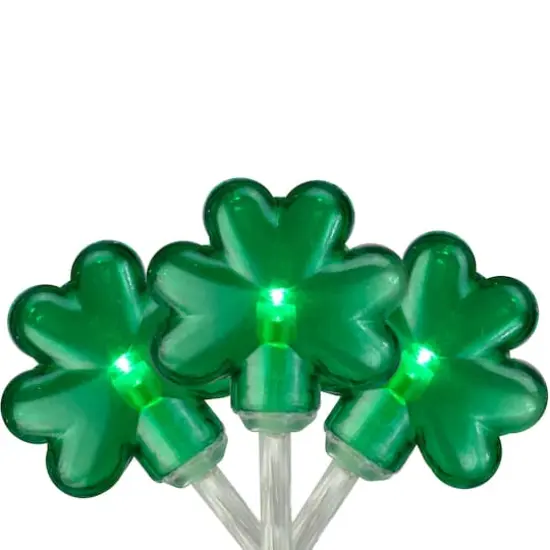 20ct. Green LED Mini St Patrick's Day Shamrock Lights with Timer {1}