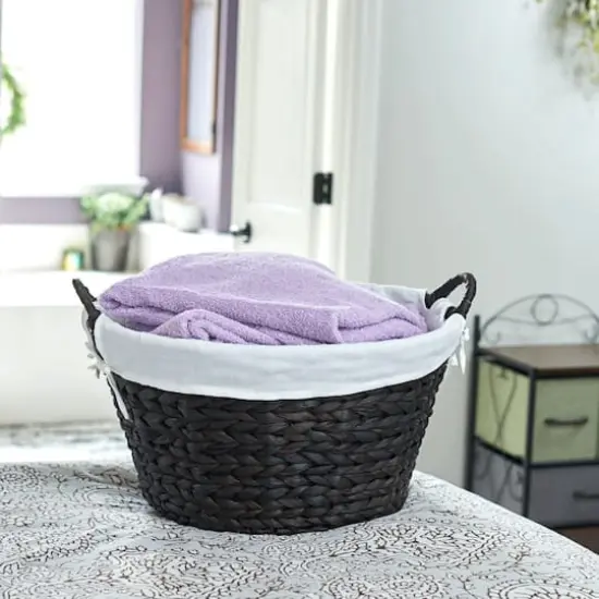 Household Essentials 12.5" Round Wicker Laundry Basket with Handles Brown {5}