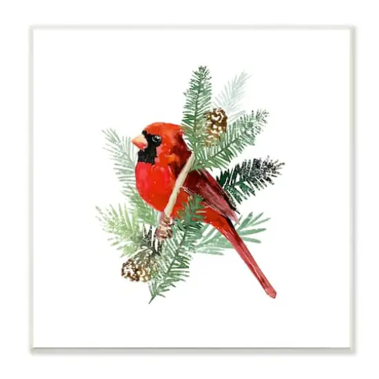 Stupell Industries Red Cardinal Pine Branch Minimal Bird Portrait,12" x 12" {1}