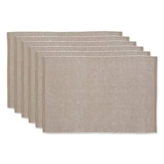 DII&reg; 2-Tone Ribbed Placemats, 6ct. Stone and white {1}