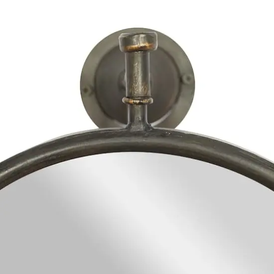 29" Oval Wood Wall Mirror Black {5}