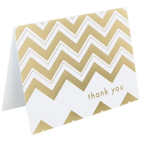 JAM Paper 3.5" x 4.875" Gold Chevron Stripe Thank You Cards & Envelopes, 10ct. {4}