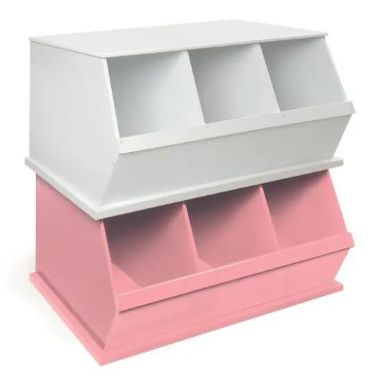 Badger Basket 3 Bin Stackable Storage Cubby Pink {10}